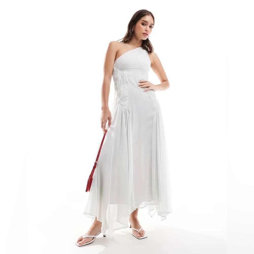 ASOS Design one Shoulder ruched side panel midi dress